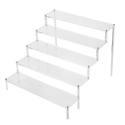 ELEpure 5-tier acrylic display stand, transparent acrylic riser shelf, organizer collection decoration for Funko Pop figures, perfume, cupcakes, nail polish, dolls, cosmetics, 30x34.5x25cm.