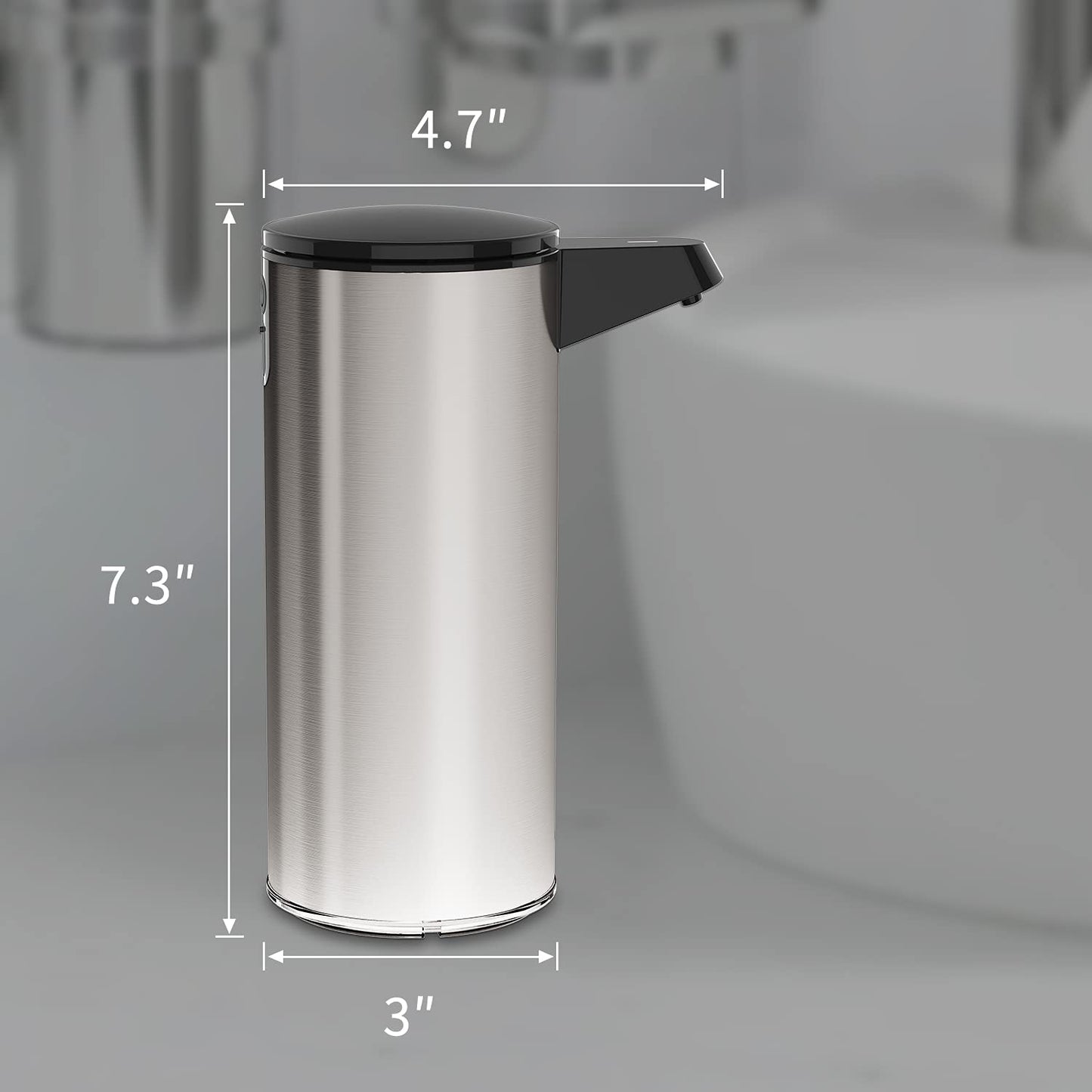 AIKE Automatic Stainless Steel Soap Dispenser with Infrared Sensor, 280ml Touchless Automatic Soap Dispenser USB Charging