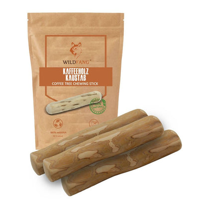 Wildfang® Coffee Wood for Dogs - natural, indestructible chew toy made from coffee wood for aggressive chewers & teething puppies, dental care dog toy, size M (15-25 kg), pack of 3