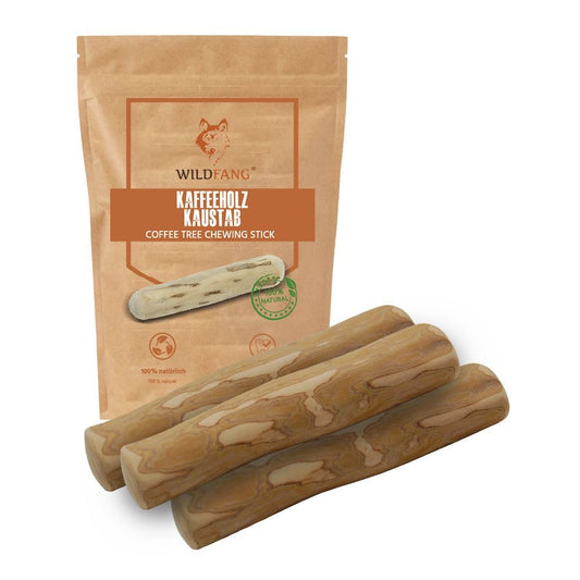 Wildfang® Coffee Wood for Dogs - natural, indestructible chew toy made from coffee wood for aggressive chewers & teething puppies, dental care dog toy, size M (15-25 kg), pack of 3