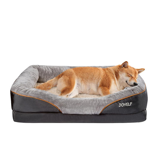 JOYELF Large Dog Bed Memory Foam orthopedic Dog Bed & Dog Sofa with removable washable cover and squeaky toy as gift.