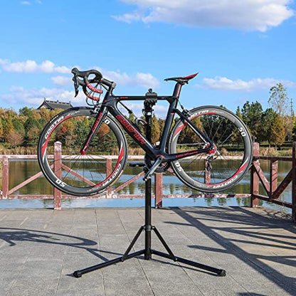 CXWXC Bike Repair Stand, height adjustable and made of aluminum alloy for easy assembly and repair of bikes (Rifle Black).