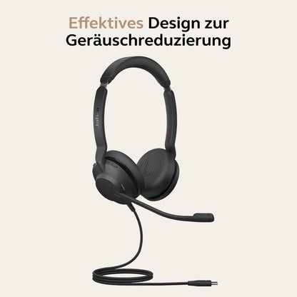 Jabra Evolve2 30 SE - Wired stereo headset with noise cancellation and 2-microphone technology - includes USB-C cable - Compatible with all leading Unified Communications platforms - Black