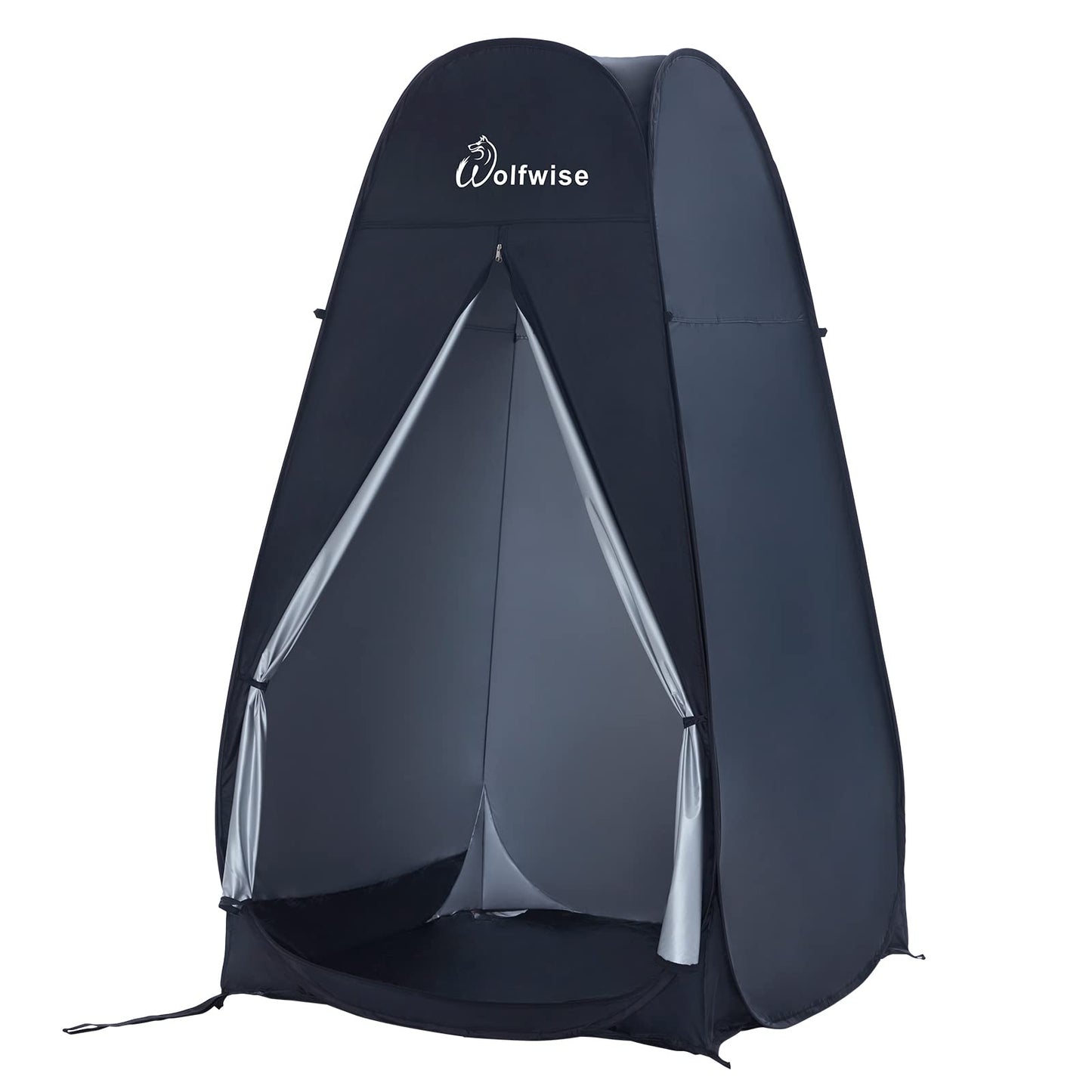 WolfWise Pop-Up Shower Tent, Large Toilet Tent, Changing Room, Portable Camping Shower Cabin WC Tent Mobile Changing Room Outdoor Privacy Tent Spacious Private Tent for Hiking Beach Black