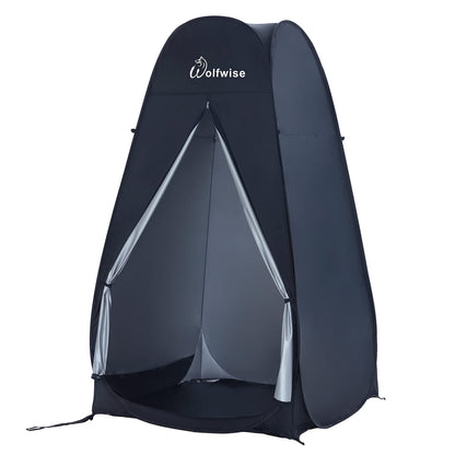 WolfWise Pop-Up Shower Tent, Large Toilet Tent, Changing Room, Portable Camping Shower Cabin WC Tent Mobile Changing Room Outdoor Privacy Tent Spacious Private Tent for Hiking Beach Black