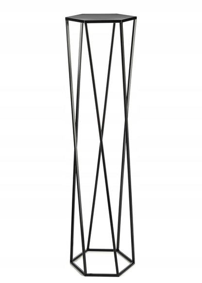 HowHomely Black Metal Flower Stand 100 cm Tall - Sturdy Hexagonal Flower Pot Stand - Loft-style Plant Stand for Indoor Decoration.