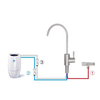 AORA® One-Way Faucet Solid Stainless Steel SOFIA compatible with AMWAY eSPRING water filter and other filter systems | Non-pressure Single Handle Faucet | Outlet tap for osmosis system | (Solid Stainless Steel SOFIA)