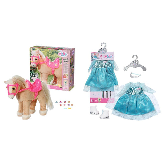 BABY Born & Ice Princess Set 43 cm - Blue doll dress for 43 cm dolls with silver tiara and doll ice skates, 832257, Zapf Creation