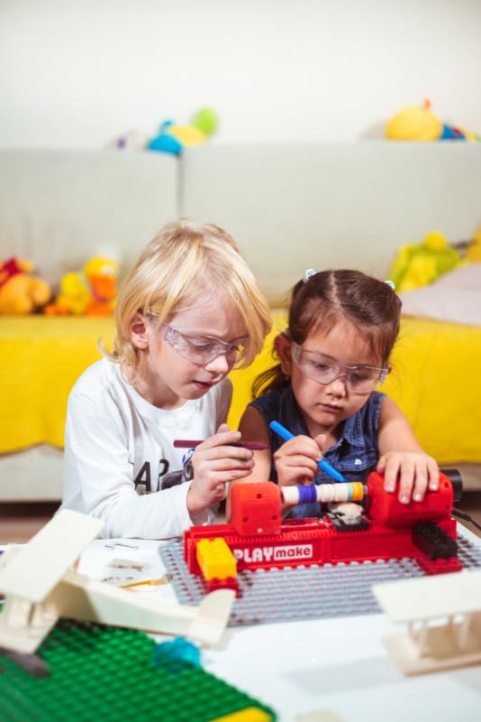 PLAYMAKE 4in1 Workshop - Creative workshop for kids 5+ - Tech toys for wood and cardboard - Safe tools for children - 4 functions in one toy - Made in Austria
