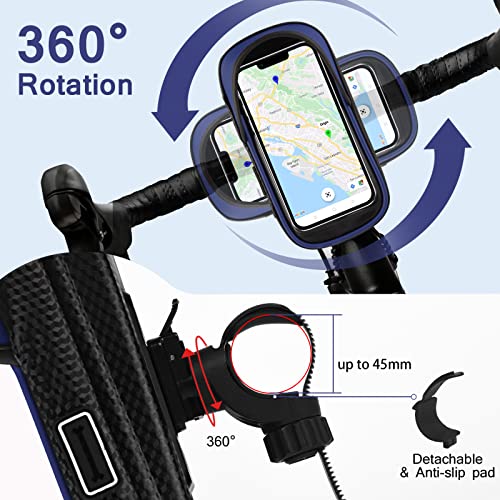 Vitalismo Waterproof Phone Holder Bike Handlebar Bag with 360° Rotatable Bike Mount for 7 Inch Smartphone GPS with Rain Cover.
