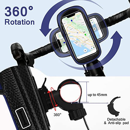Vitalismo Waterproof Phone Holder Bike Handlebar Bag with 360° Rotatable Bike Mount for 7 Inch Smartphone GPS with Rain Cover.