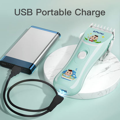 ENSSU Electronic Baby Hair Clipper, Waterproof Kids Quiet Hair Trimmer with 2 Guide Combs, Cordless Children's Haircutting with Safe Ceramic Blades.