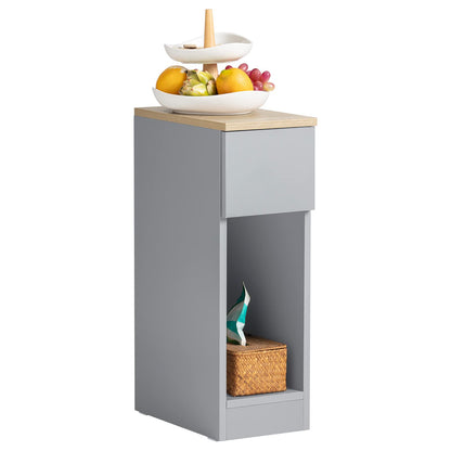 SoBuy slim bedside table with drawer and shelf nightstand for bedroom living room light grey B20 x D35 x H60 cm FBT111-HG