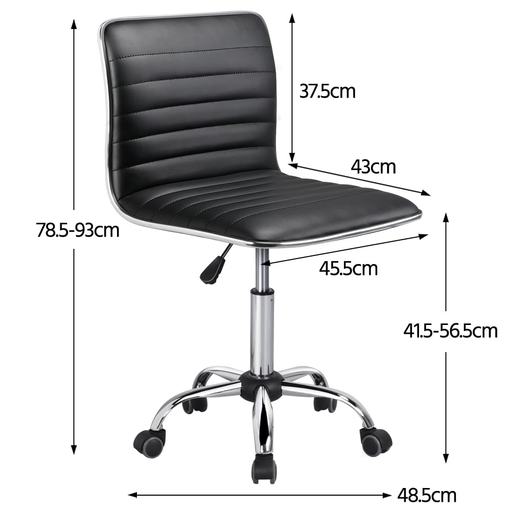 Yaheetech office chair swivel ergonomic desk chair, swivel chair with casters, armless, 360° swivel, height adjustable, made of faux leather.