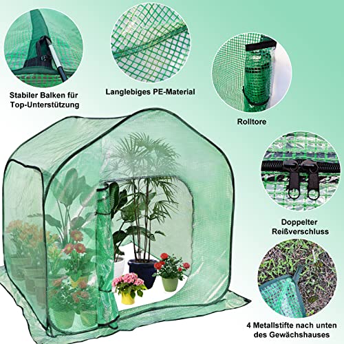 Tesmotor greenhouse overwintering tent for plants, Pop-Up greenhouse with roll-up, overwintering tent indoor outdoor flower pot cover 150x150x150CM