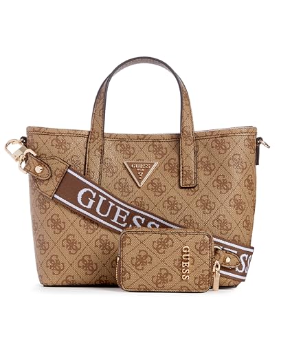 GUESS Women's Latona Tote Mini Handbag, Shoulder Bag, Latte Logo