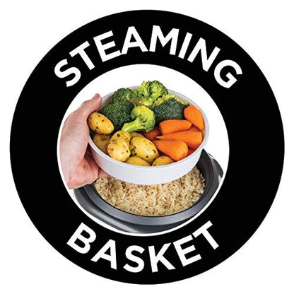 Russell Hobbs Rice Cooker 1.2L with Steamer - includes aroma lid (keep warm function, non-stick cooking pot, rice spoon & measuring cup, stainless steel) 27080-56