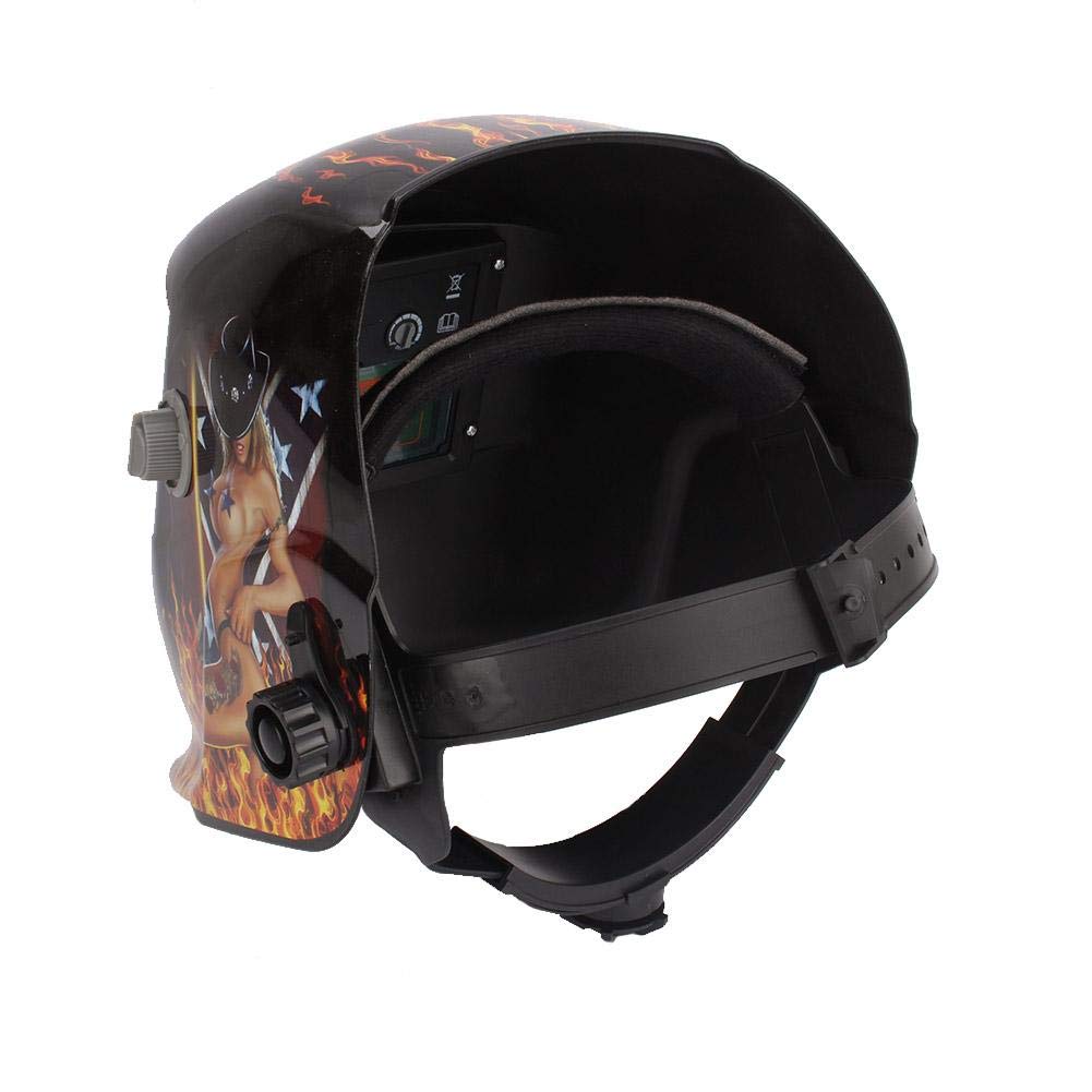 Automatic solar welding helmet with DIN9-13 variable shades and automatic darkening feature. (Sexy girl)
