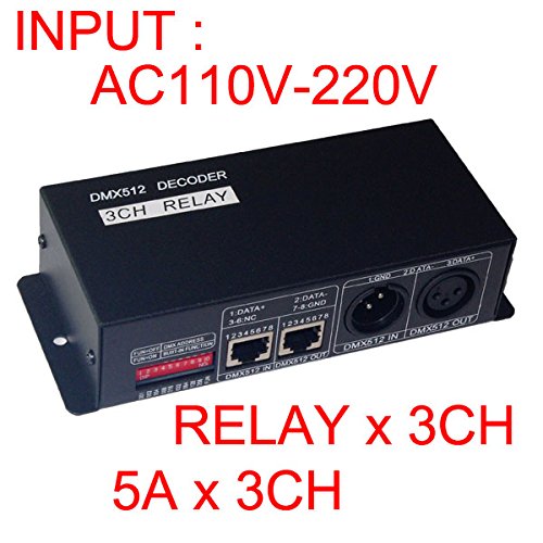 3CH Relay Controller DMX512 Decoder converts DMX512 signal to control AC110/220V Relay Switch.
