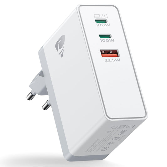 100W USB C charger, 3-port fast charger for MacBook, PPS power adapter USB multiple chargers USBC 3-in-1 adapter for iPhone 16/15/14/13 Series, iPad, Samsung Galaxy, Pixel, mobile phone, portable computer