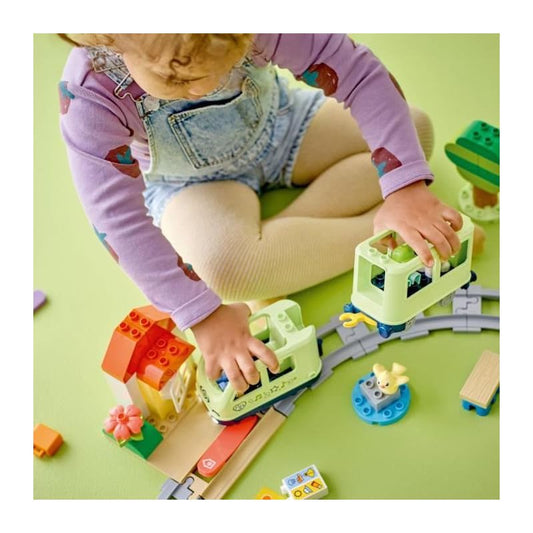 LEGO DUPLO Interactive Adventure Train - Educational toy for toddlers aged 2+ - 14 track pieces, action bricks with sounds, and 4 play figures - Gift idea for boys & girls - 10427.