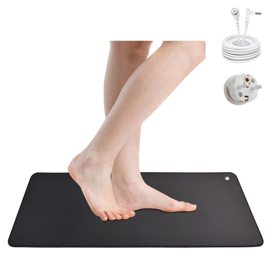 Grounding mat for feet, Grounding Mat, 68 x 25 cm mousepad with EU plug and cable for improved sleep, reduced anxiety, pain, inflammation, headaches.