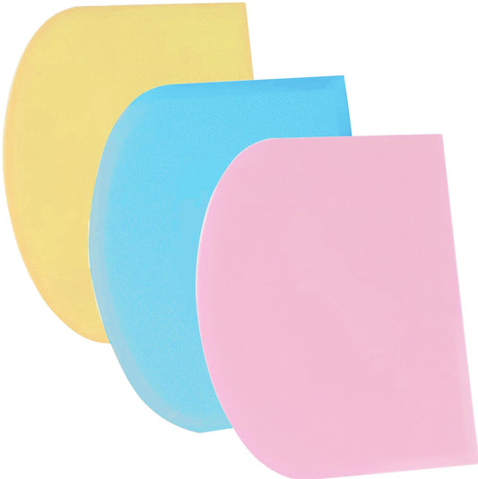 SURDOCA dough scraper dough card dough cutter dough spatula, 3P 7.1x4.9" plastic BPA free flexible sharp edge corners anti-slip cake scraper, baking accessories decorating tools modeling tool