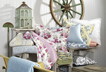 Laura Ashley - Double bed linen set, reversible cotton bedding with matching pillowcase, farmhouse-inspired home décor (paisley patchwork pattern, blue, double bed)