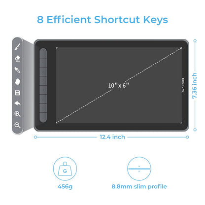 XP-PEN Deco L Graphics Tablet 10"x6" Drawing Tablet with X3 Smart Chip 60° Tilt with Battery-Free Stylus (Black)