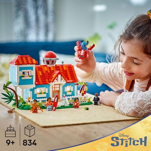LEGO ǀ Disney The beach house from "Lilo and Stitch" - building toy with 6 rooms, observatory, spaceship, and 5 minifigures - birthday gift for girls & boys aged 9 and up and fans 43268
