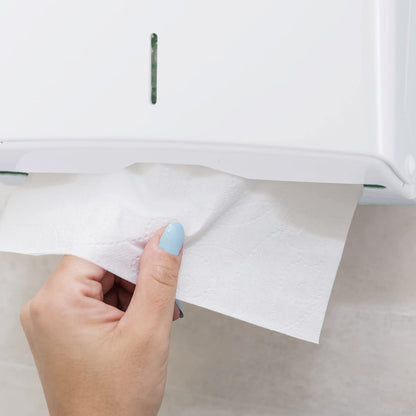 Jofel - Towel dispenser, facial towel, wall towel dispenser, up to 600 zig-zag towels, Hygienic, High-quality ABS housing, Azure AH33700, White.