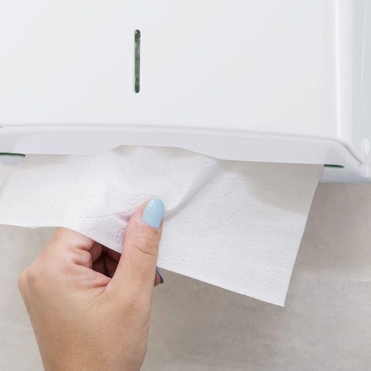 Jofel - Towel dispenser, facial towel, wall towel dispenser, up to 600 zig-zag towels, Hygienic, High-quality ABS housing, Azure AH33700, White.