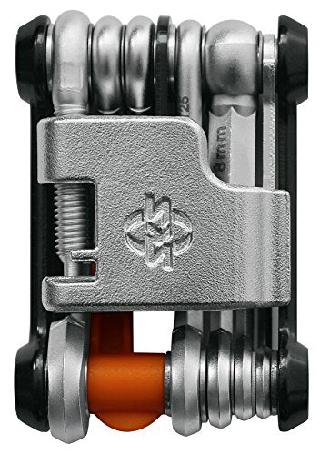 SKS Germany TOM 18 Multitool (18-in-1 mini tool for bikes, stainless tool steel, compact and lightweight for on-the-go, 184 g, includes storage pouch), Silver