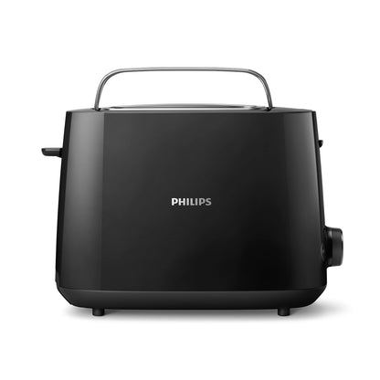 Philips Toaster - 2 toast slots, 8 settings, bun warmer, defrost function, lift function, automatic shut-off, black (HD2581/90)