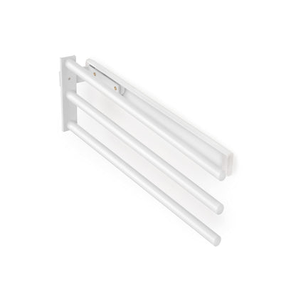 Emuca - Extendable towel rack, 3 arms, towel holder for kitchen or bathroom, 440mm, aluminum, white.