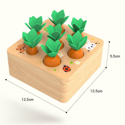 Wooden toys from 1 year | Baby fine motor skills toy for 12 month old boys and girls | Montessori sorting game wooden puzzle Carrot Harvest | Educational toy for children as a birthday gift (carrots)
