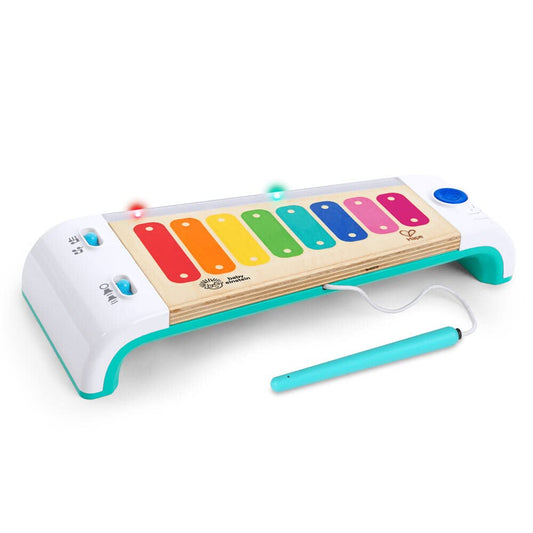 Baby Einstein Hape Magic Touch Xylophone, wooden musical toy for toddlers, 2 play modes, over 30 melodies, lights and volume control, for ages 12 months +