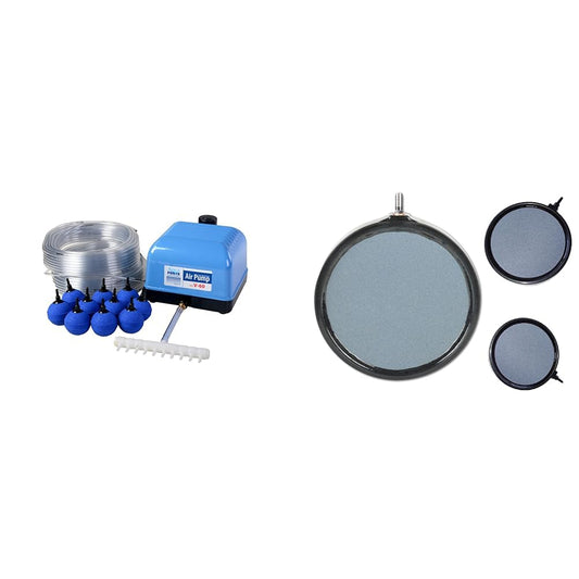AquaForte Hi-Flow V-60 Air Pump Set & Aerator Disc/Plate 20cm, Connection 9mm.