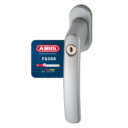 ABUS Lockable Window Handle FG200 AB208-10pcs Set - Window knob with cylinder lock, keyed alike - ABUS security level 3-88561 - Silver