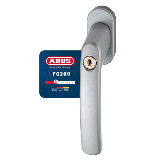 ABUS Lockable Window Handle FG200 AB208-10pcs Set - Window knob with cylinder lock, keyed alike - ABUS security level 3-88561 - Silver