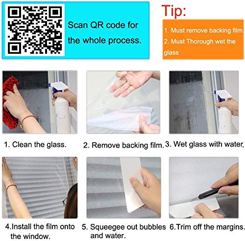 Zindoo window film self-adhesive opaque flower pattern without glue frosted glass film privacy film decorative film anti-UV 90 x 200CM