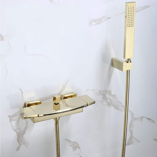 Bathtub faucet waterfall faucet bathtub mixer with shower tub faucet, tub faucet waterfall, bathtub faucet set, brass bathtub faucets (gold)