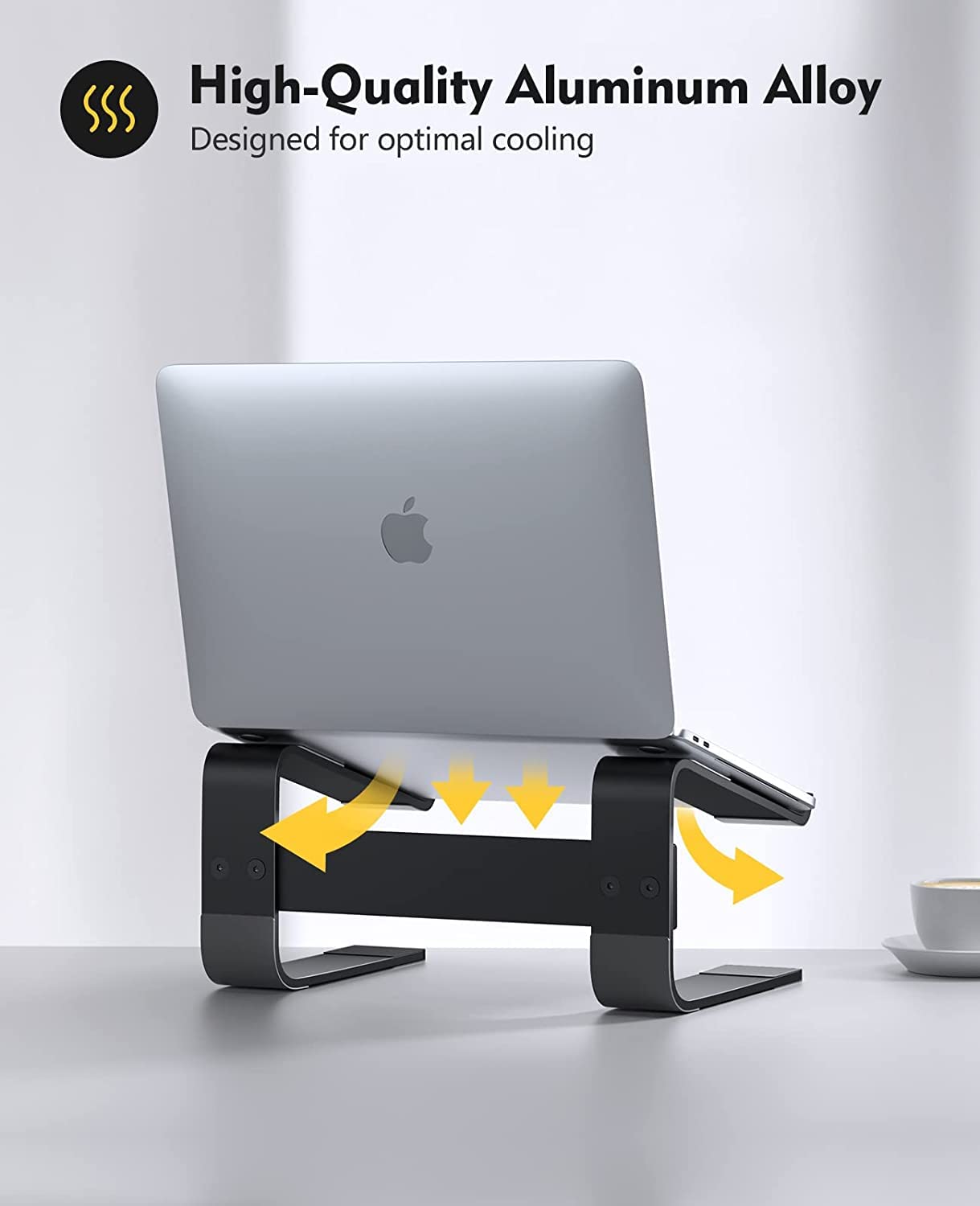 Soqool Laptop Stand, Aluminum Laptop Stand with Ventilation, Ergonomic Laptop Holder for Desk, Compatible with MacBook Air/Pro, Lenovo, Huawei, Acer, Dell, HP (10-17 inches)