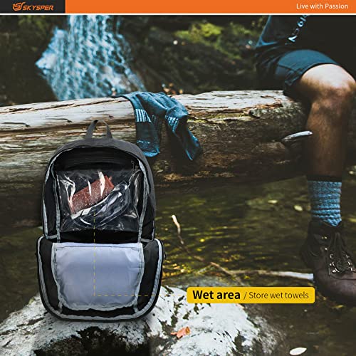 SKYSPER Foldable Backpack Ultralight with Wet Pocket Storage Daypack Waterproof Travel Backpack Daypack for Hiking Traveling Cycling City Trips