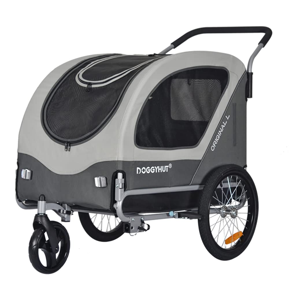 Doggyhut Original Large Bike Trailer & Dog Stroller 2 in 1 for dogs up to 35kg. Dog trailer jogger with locking brake Tiggo 80405