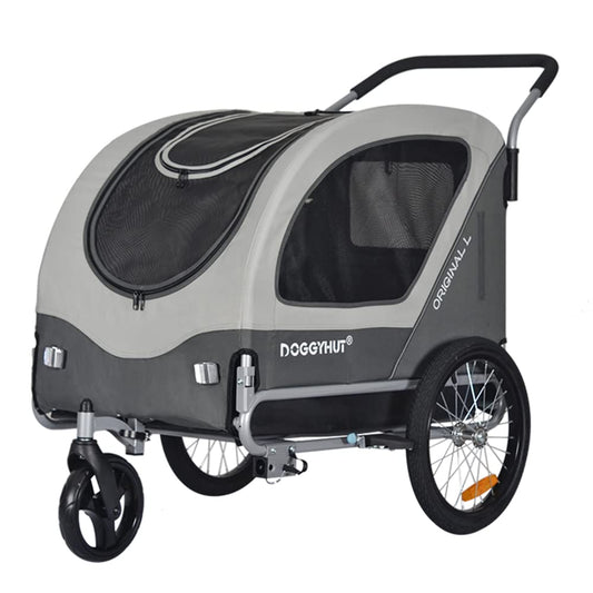 Doggyhut Original Large Bike Trailer & Dog Stroller 2 in 1 for dogs up to 35kg. Dog trailer jogger with locking brake Tiggo 80405