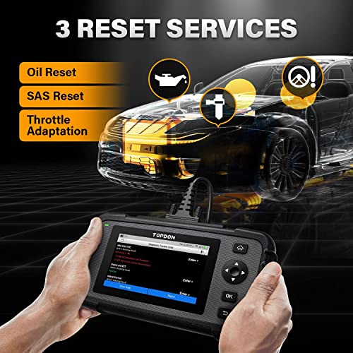 TOPDON OBD2 diagnostic tool ArtiDiag500 for engine/transmission/ABS/SRS, oil reset, steering angle sensor reset, throttle adaptation, free software upgrade, Android 7.0, wired connection.