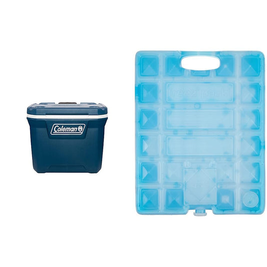 Coleman Xtreme cooler large cooler with a capacity of 47 liters & Campingaz camping kitchen Freezpack (3 x 20 x 26 cm), blue