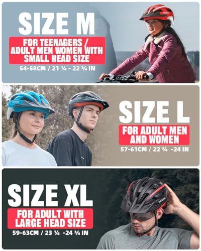 VICTGOAL bike helmet with visor Mountain bike helmet with magnetic glasses Detachable visor, road bike helmet with LED taillight Size M/L/XL for adult men women (TI-UK, L: 57-61cm)