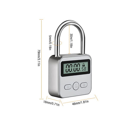 CJBIN Digital Time Lock with LCD Display, Kitchen Safe Time Lock Rechargeable USB Security Padlock, Prevent bad habits (Silver)